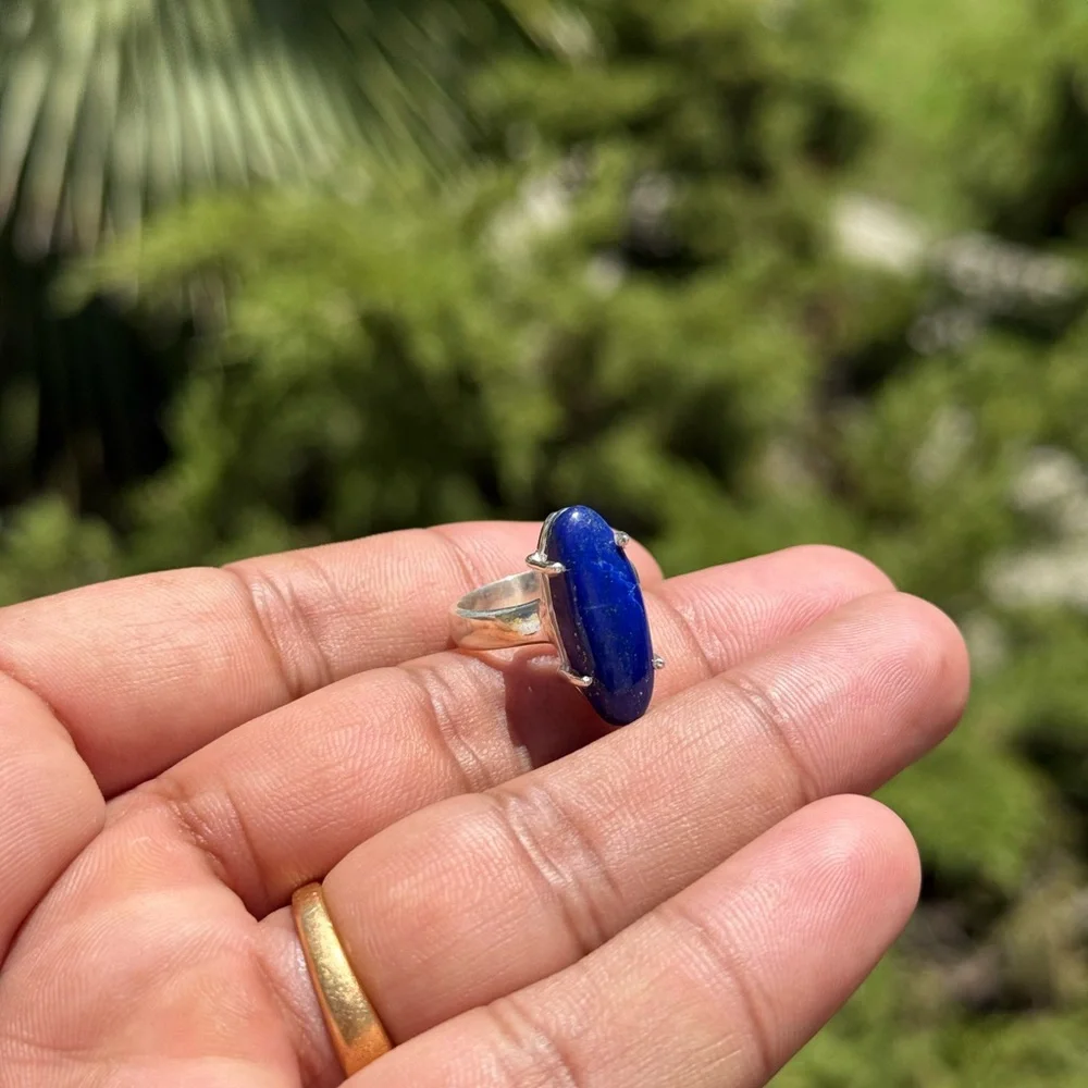 Lapis Lazuli Ring - 925 Sterling Silver - Size 6 - 5.7g - Newl